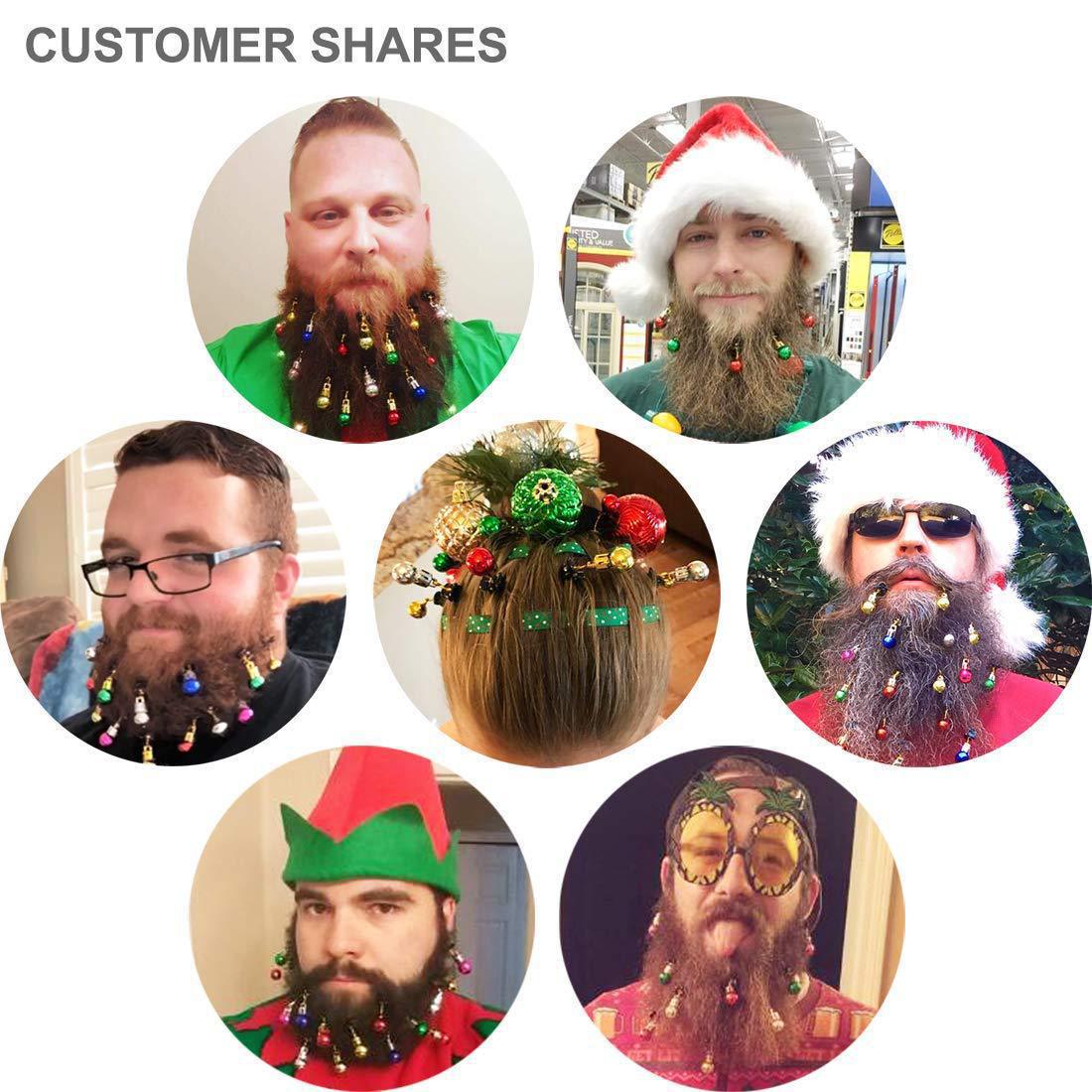 12 pièces décoration de barbe de noël boule de mélange père noël barbe ornement Clip ampoule cloches Clip fête portant
