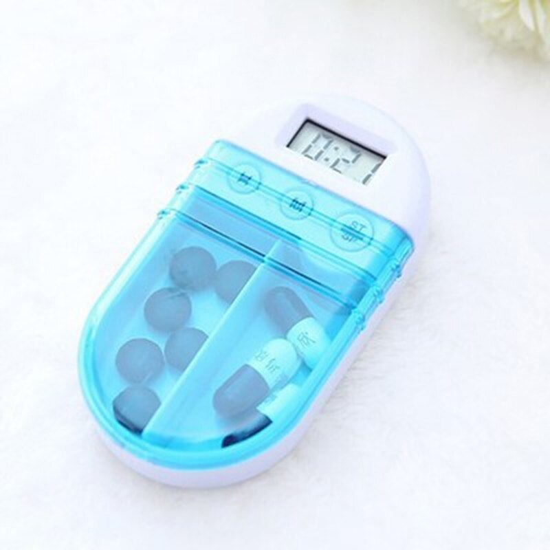Lcd digitala 2 nät elektriska medicin piller fall låda tablett fall behållare arrangör dispenser med alarm timer påminnelse