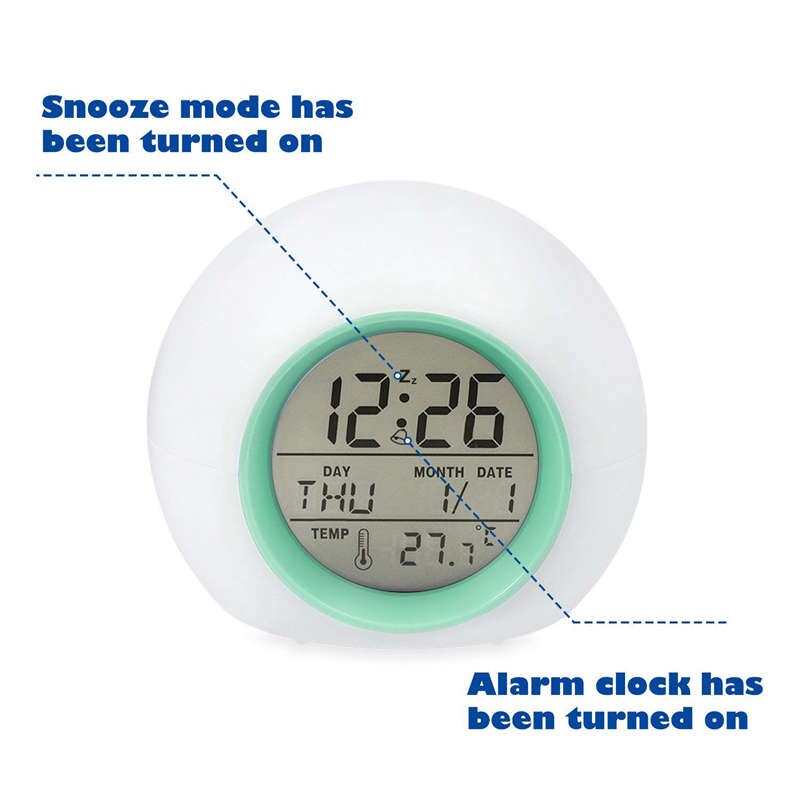 Kids Alarm Clock - Wake Up Light Digital Clock With 7 Colors Changing, Press Control And Snooze Function For Bedrooms