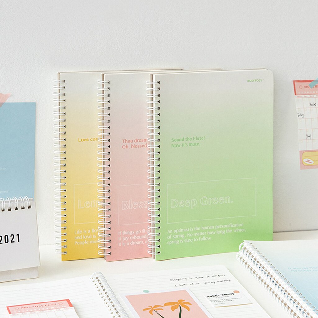 Spirally Coil Notebooks Wide Ruled Paper 60 Sheets Color Note Books Lined Paper Home School Supplies for College Student