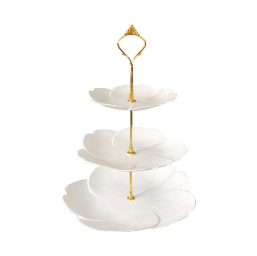 Creatieve Drie Lagen Cake Stand Modieuze Woonkamer Dessert Fruit Verjaardagsfeestje Bruiloft Snack Cupcake Plaat: Cherry Gold Rod