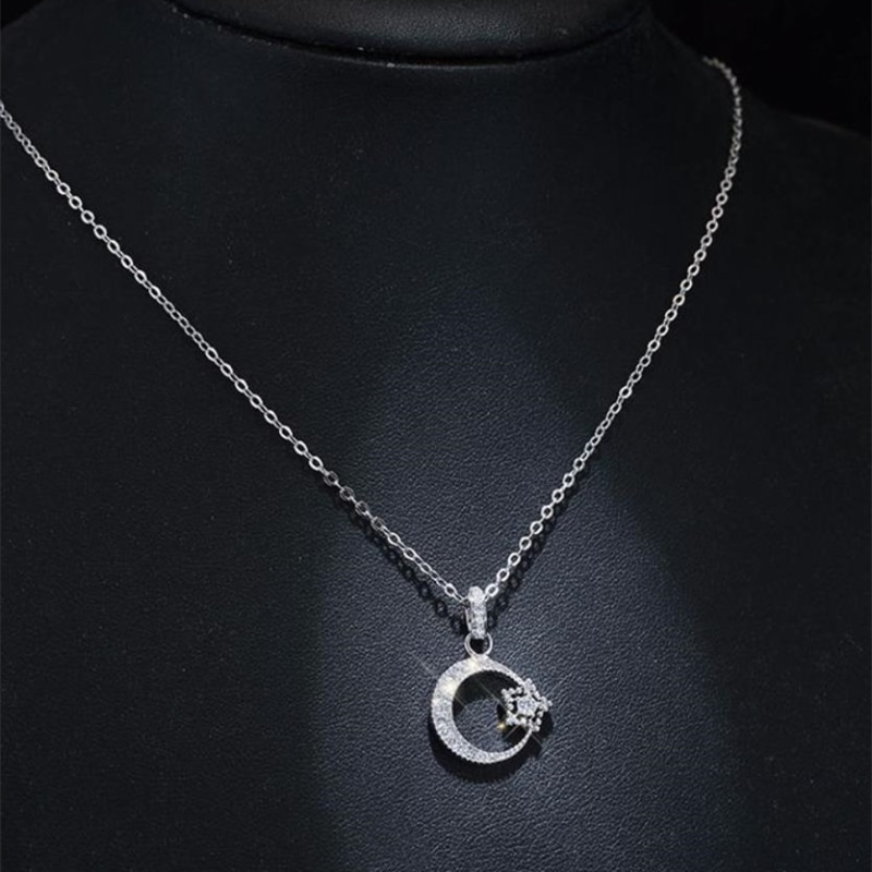 Clavicle Chain Simple Student Forest Star Moon Pendant Short 925 Sterling Silver Temperament Female Necklace SNE130