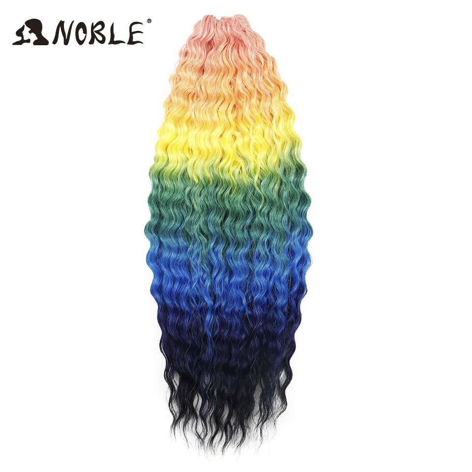 Extensiones de cabello trenzado de onda profunda sintética, pelo rizado de ganchillo, giro de pelo Noble, 24 pulgadas, resistente al calor