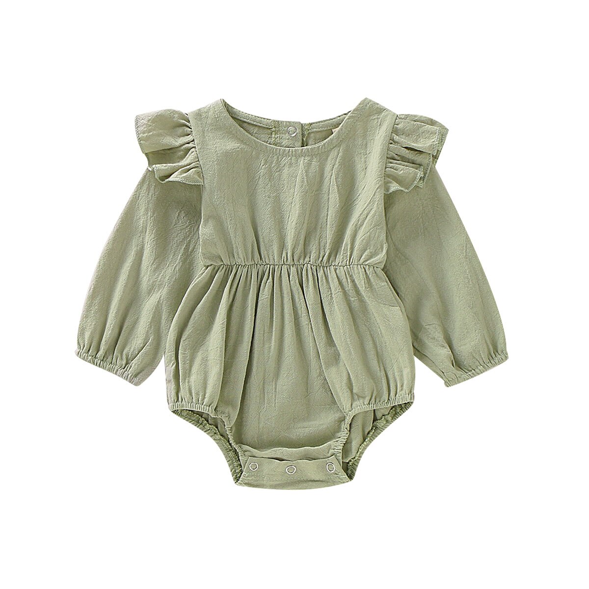 0-24M Baby Meisjes Lange Mouw Romper Meisje Katoen Bodysuit Baby Jumpsuit Kleding Todder Solid Lange Mouwen Outfits kids Rompertjes: green / 12m