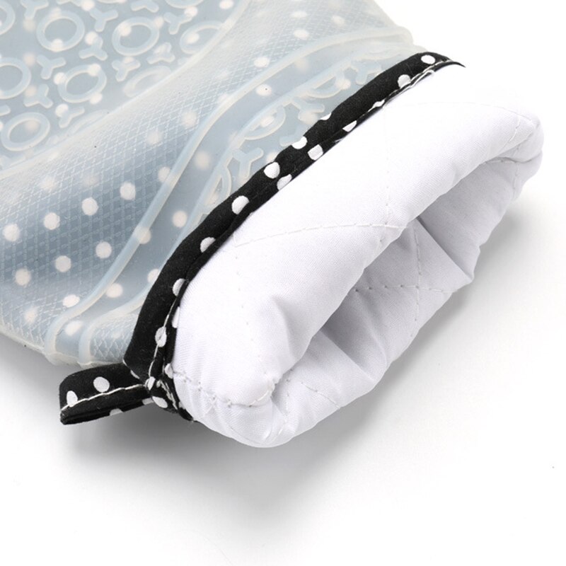 WALFOS One Piece Oven Mitts 1 piece Silicone and Cotton Double -layer Heat Resistant Gloves Silicone BBQ Gloves Kitchen Glove