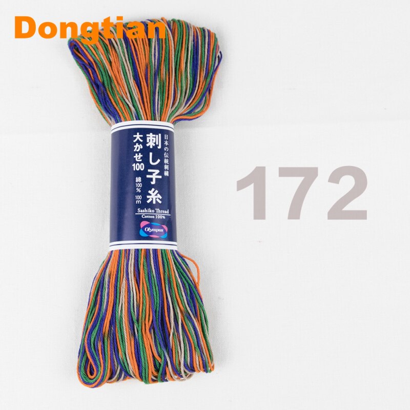 100 meter / stykke olympus gradient sashiko tråd 100%  bomuld 6 tråde broderitråd lavet i japan 7 farver til rådighed: 172