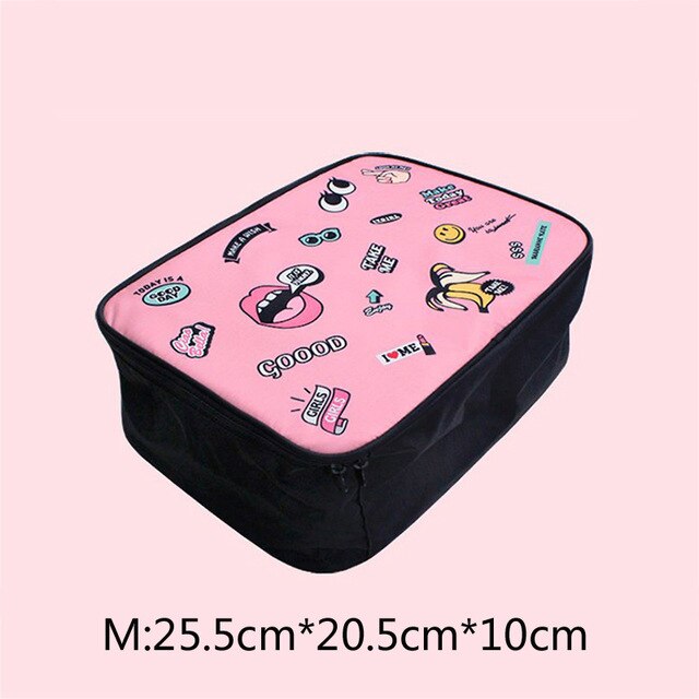 The Ms. Cosmetic bag Cute cartoon carry-on travel bag big mouth luggage bag clothing pull suitcase sorting bag Trav: 2