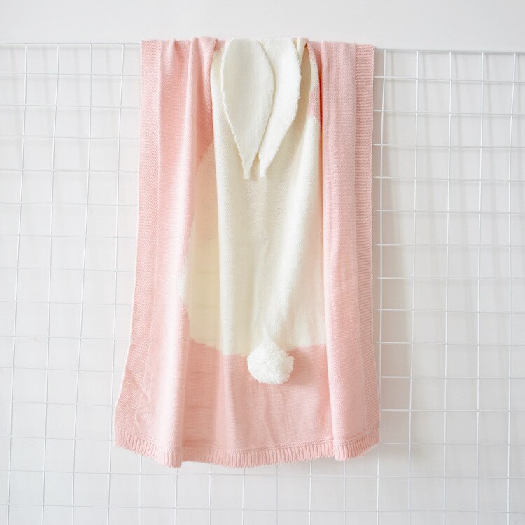 luft tilstand quilt kanin rev strikket baby tegneserie dyr teppe sofa barnevogn dekker låve nyfødt sengetøy swaddle dekk: Rosa kanin