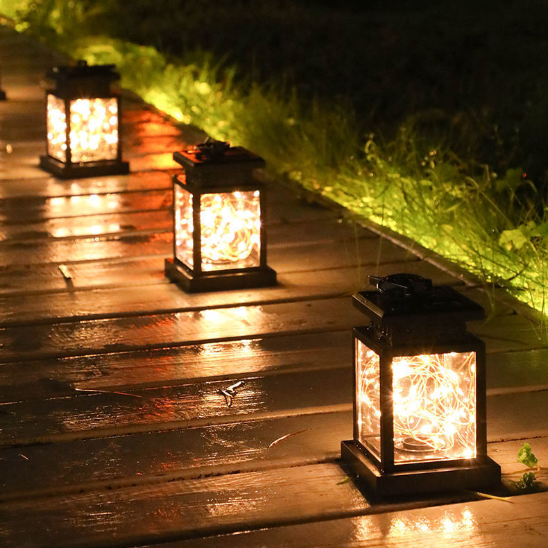 Solar Powered LED Outdoor twinkle Candle Lantern Outdoor Lamp Home Garden Decoration Light Warm Flame Flashing Tea Light: Copper Warm White