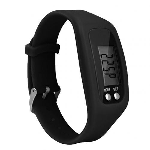 Sport Running Siliconen Stappenteller Calorie Stappenteller Digitale Horloge Armband: Black