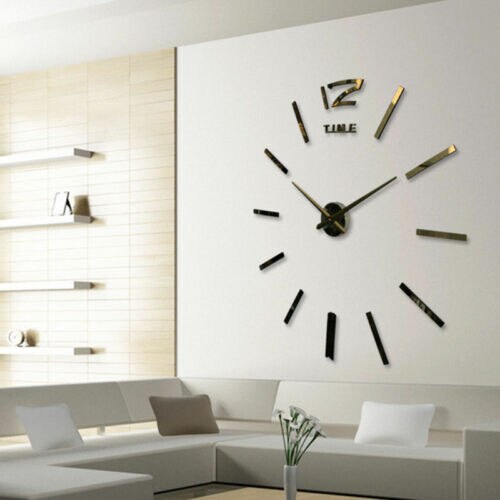 Wall Clock Modern DIY Analog 3D Mirror Surface Large Number Wall Clock Europe Acrylic Sticker Home Decor