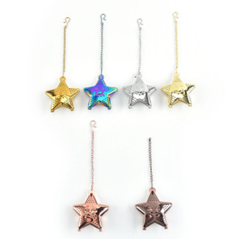 Star Shaped Tea Mesh Infuser Colorful Stainless Steel Tea Strainer Spice Filter For Kitchen Tools Accessories PAK5