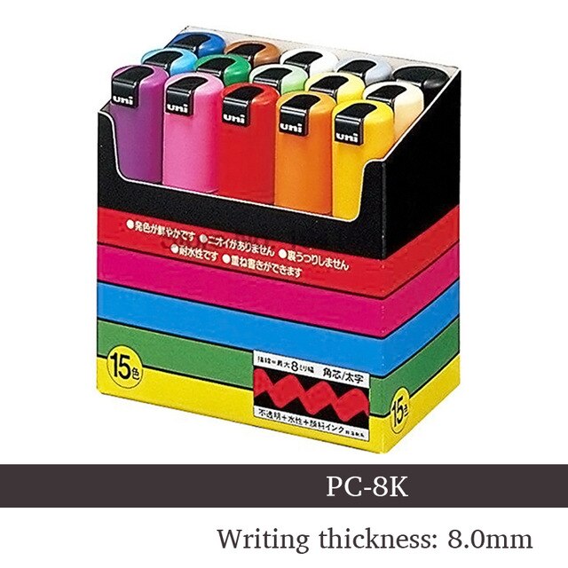 Uni posca tuschpenna pc -1m st -3m st -5m uppsättning pop affisch reklam penna måla penna komisk målning rund huvud vatten konst markör