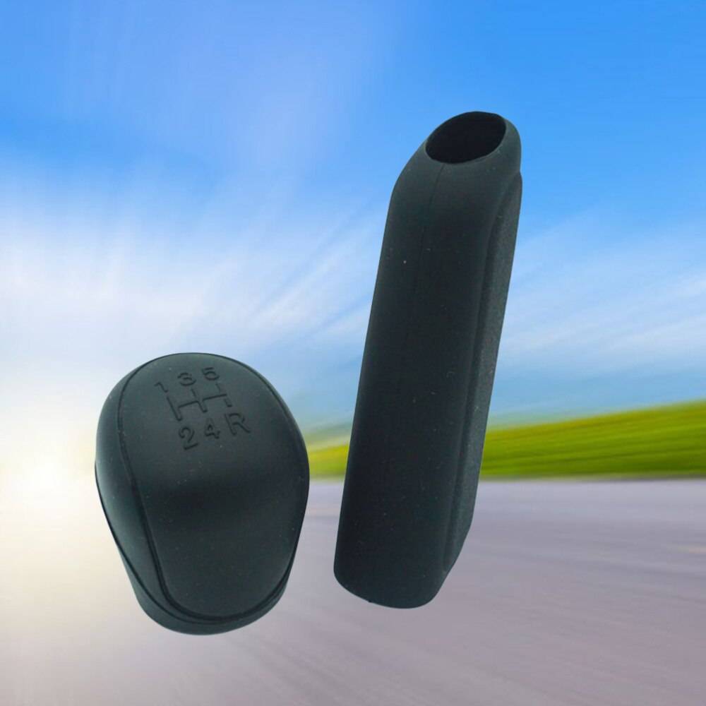 2Pcs Praktische Siliconen Cover Handrem Cover Protector Ovale Pookknop Voor Auto (Zwart)