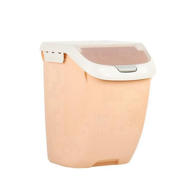 2 Pcs 15Kg Rice Storage Box Sealed Moisture-Proof Large Capacity Grain Flour Container Orange-L & Gray-L