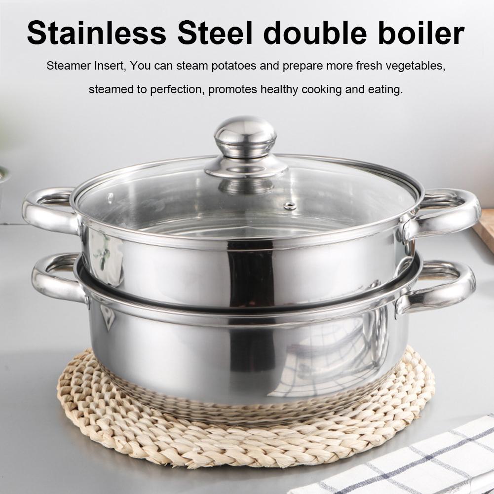 Stainless Steel Thick Steamer Pot Soup Steam Pot Universal Cooking Pots For Induction Cooker Gas Stove Two-layer Steam Pot: Default Title