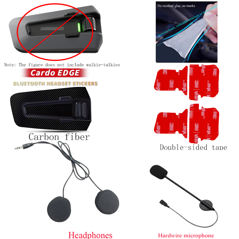 Für Cardo PACKTALK Edge Motorrad Bluetooth Intercom Helm Kopfhörer Hartdrahtmikrofon VHB doppelseitiges Klebeband und Aufkleber: Default Title