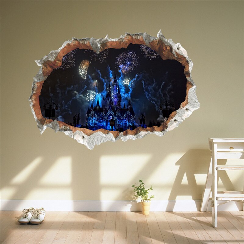 3D cassé mur trou Stickers muraux pour bureau salon chambre décoration de la maison bricolage animaux cerf loup paysage Mural Art Stickers: 8 14223