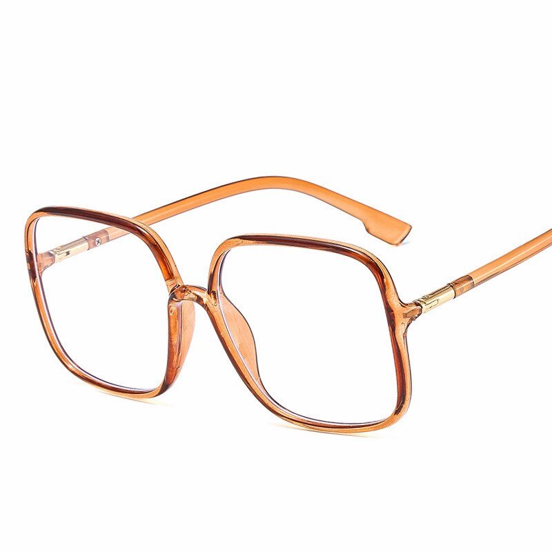 MYT_0316 Oversized Big Size Frames Anti Blauw Licht Bril Vrouwen Mannen Vintage Lenzenvloeistof Vrouw Frame Vierkante Brilmontuur Eyeglasse: C3 Transparent Tea