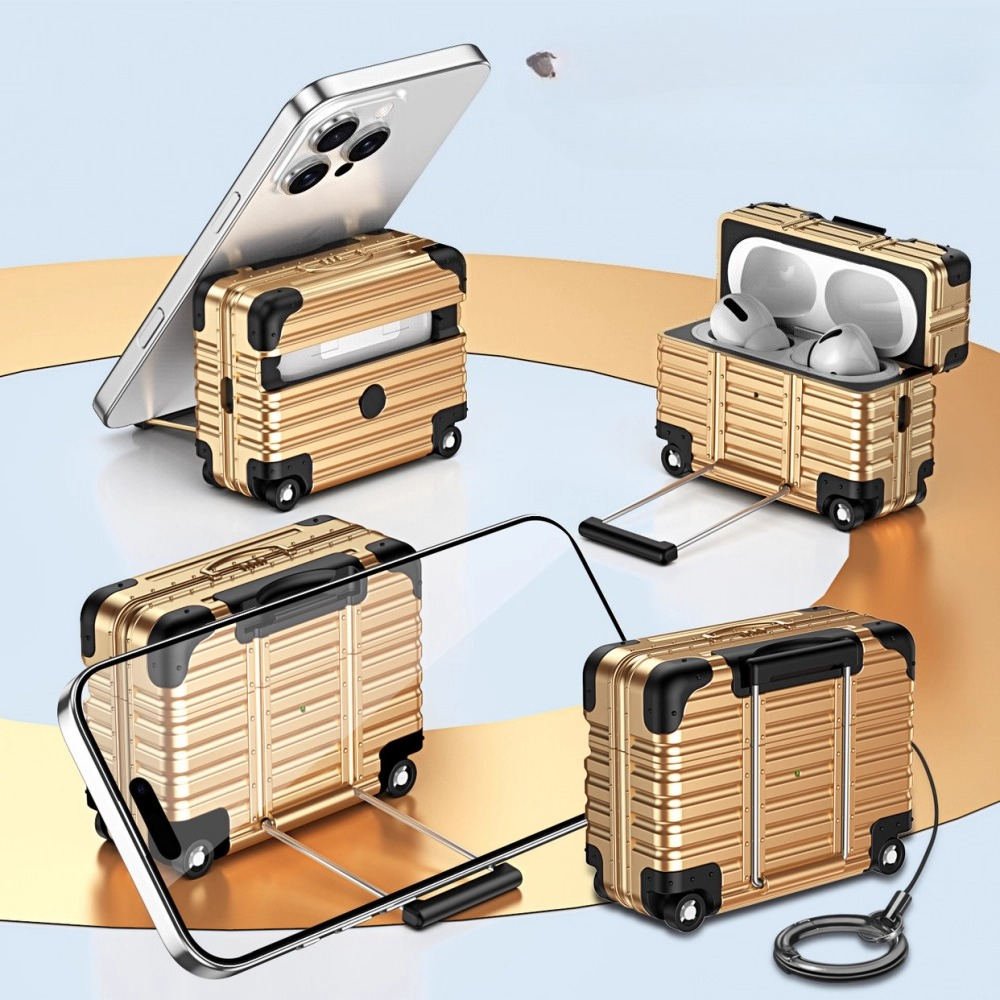 Individual Suitcase for Airpods 4 3 2 Pro Trendy Luggage Protective Case for Airpods1/2/pro2 -proof Headphone Case ﻿: 2XS / Olive