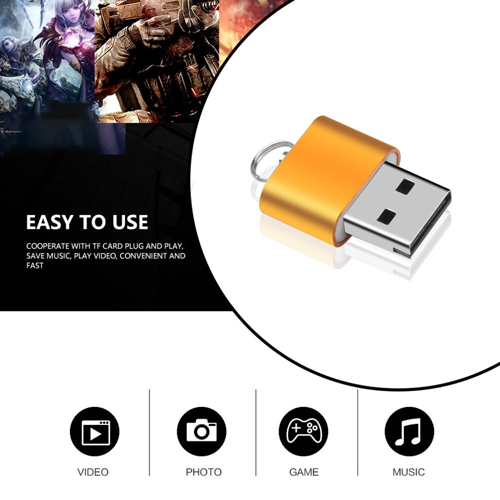 Kebidumei Metal USB 2.0 TF Card Reader Adapter Lightweight Portable Micro SD Memory Card Reader For Laptop PC