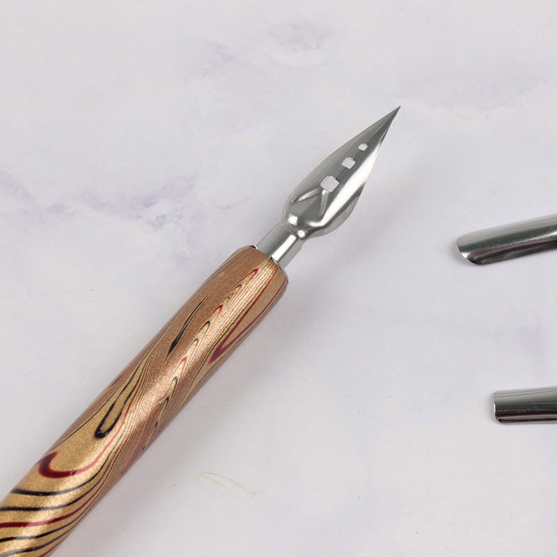 Marble Wood Manga Calligraphy Dip Pen Holder With 6 Nibs For Lettering