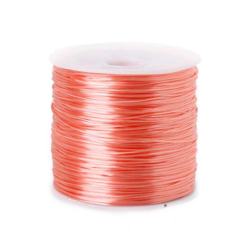 1 rollo/60 M 0,7mm hilo elástico línea de cristal redonda cable elástico de goma de Nylon para hacer joyas pulsera de cuentas 14 colores: Light Orange