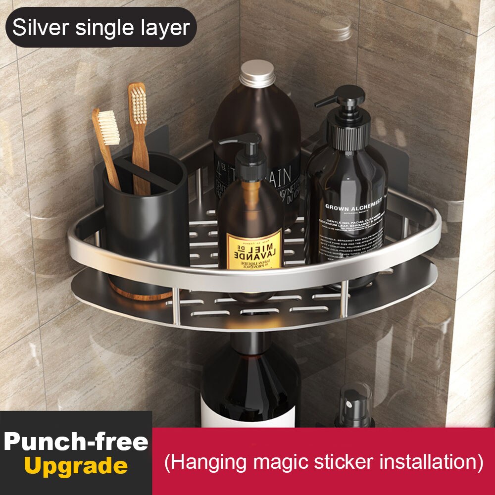 Garosa Badkamer Hoekplank Rek, 3 Tiers Hoek Douche Plank Wandmontage Hoekplank Driehoek Shampoo Douche Caddy Houder Opbergrek,rek