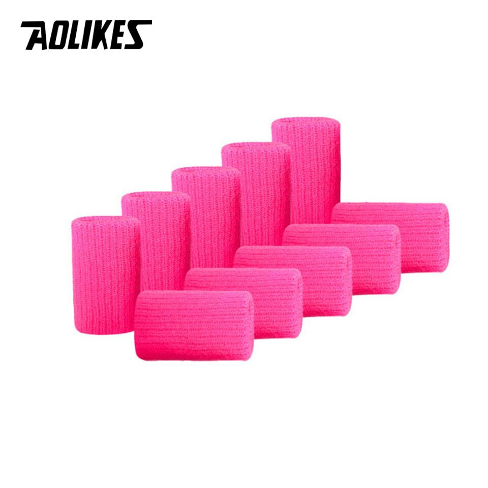 Aolikes 10 st/lot elastiska fingerärmar basket sport säkerhets tumskydd för volleyboll badminton gym hälsovård: Rosröd