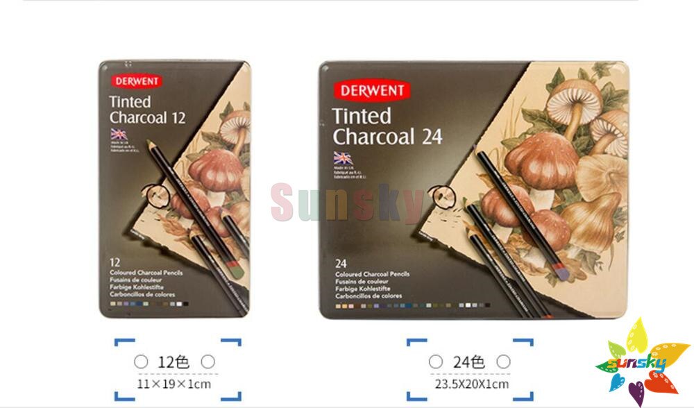 12/24 Non-toxic water Color Pencils Coloured Drawing Pencil Set Art Supplies hand drawing for Derwent Tinted Charcoal pencil