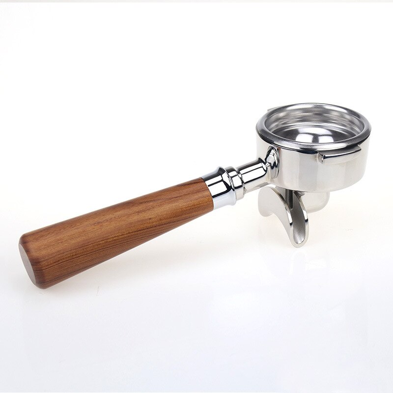 E61 bundløs portafilter 58mm enkelt to mundinger 304 rustfrit stål træhåndtag 바텀 리스 포터 필터 القاع espressomaskine tilbehør: To mund rød