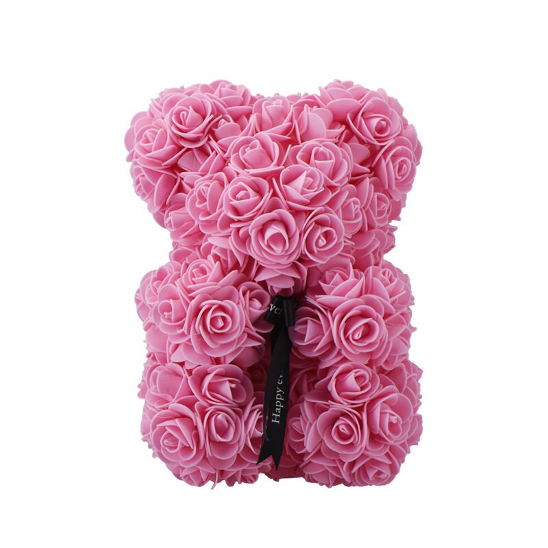 Großen Regenbogen Bär von Rosen mit Kasten 38cm 3D Schaum Rosen Bär Teddybär Kostüm Seife Blume Weihnachten