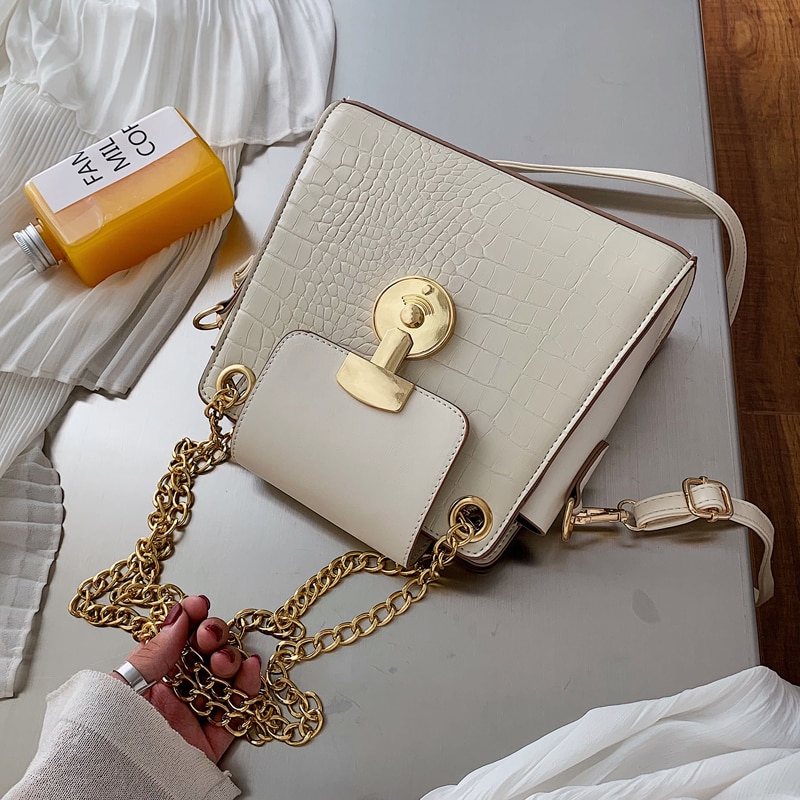 Female Crocodile pattern Tote bag PU Leather Women's Handbag Chain Shoulder Messenger Bag