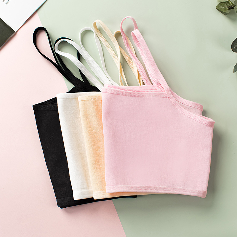 3Pcs Cotton Camisole Single Layer Girly Vest Training Bra 8-16Y Teen Girls Clothing Kids Bra