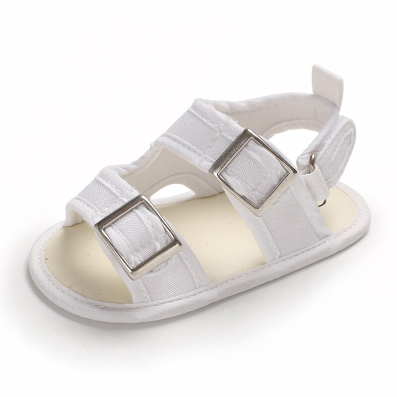 Sandalias de verano Unisex para bebés y niños, zapatos de tela vaquera de lona, zapatos suaves para niños y niñas de 0 a 2 años, zapatos para recién nacidos que caminan por primera vez: Blanco / 0-6 meses