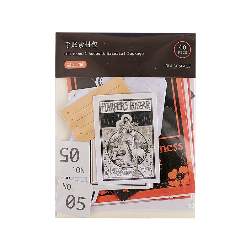 40x Vintage Stationery Stickers Newspaper Antique ticket Retro Collection Series Label Stickers Scrapbooking DIY Craft Stickers
