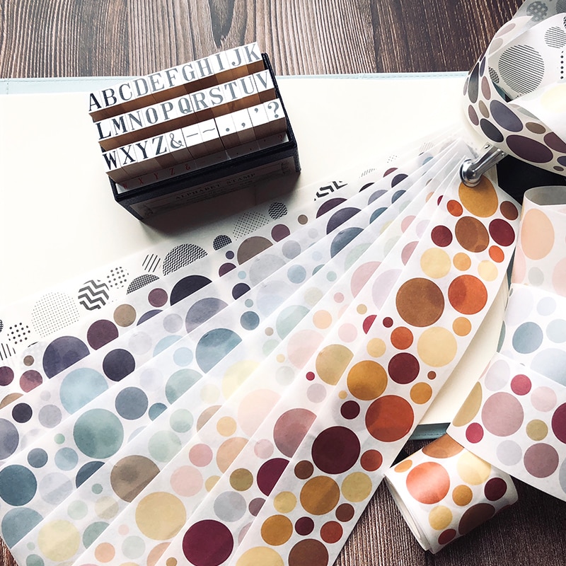 1 Roll/pc Round Circle Washi Masking Tape 5.3cmx5m Adhesive Masking Tape DIY Decoration Journal Scrapbook Stikcers Washi Tape