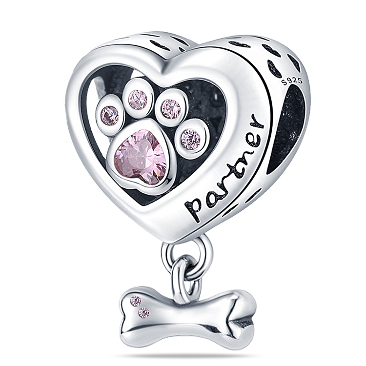 925 Sterling Silver Katt Hund Husdjur Djur Tassavtryck Serie Berlocker Pärlor Passar Originala Armband S925 DIY Smycken