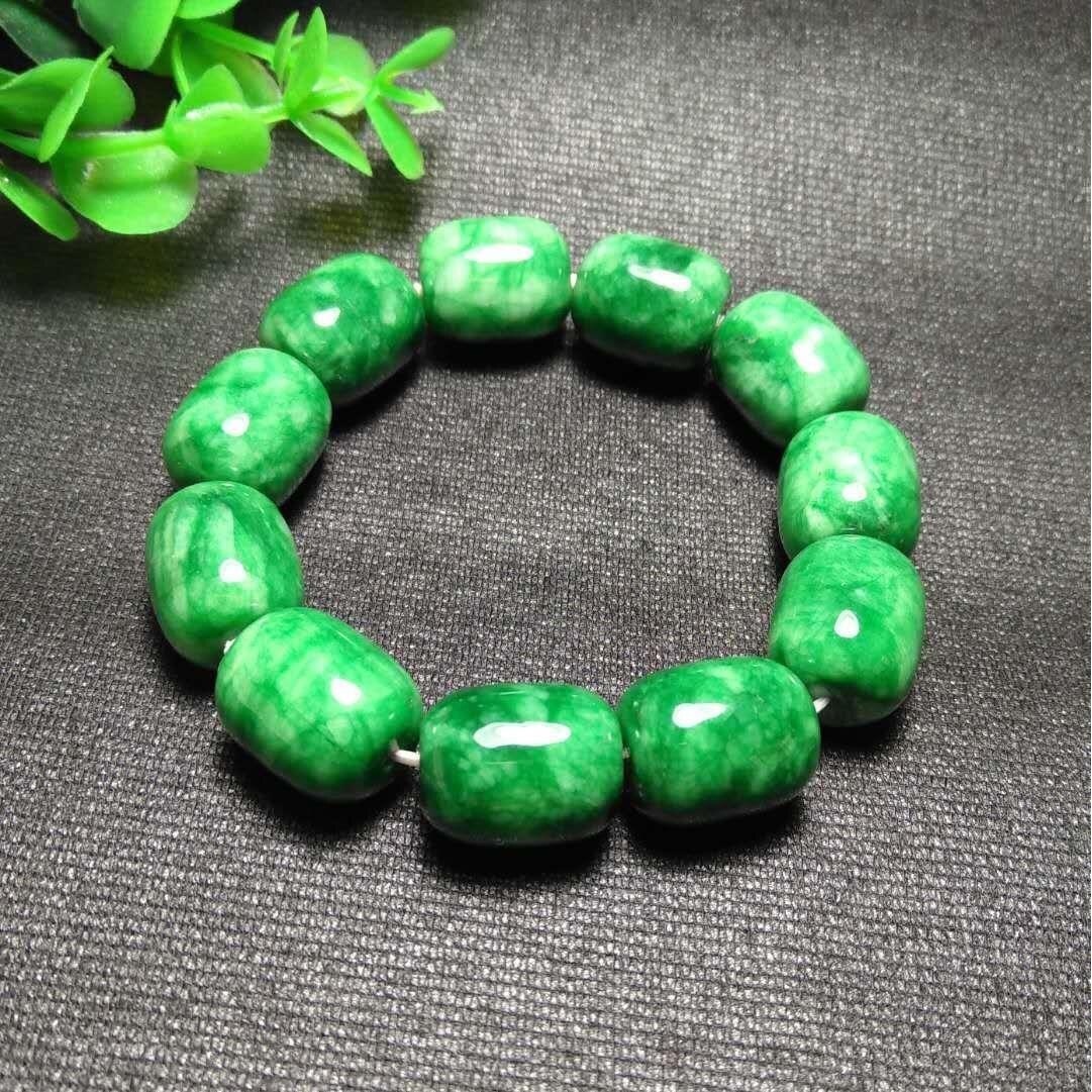 Natural genuino Jade pulsera hombres Esmeralda PIEDRA DE Jades elástico de alambre en cordón pulseras brazalete de jadeíta para hombre joyería de: Negro