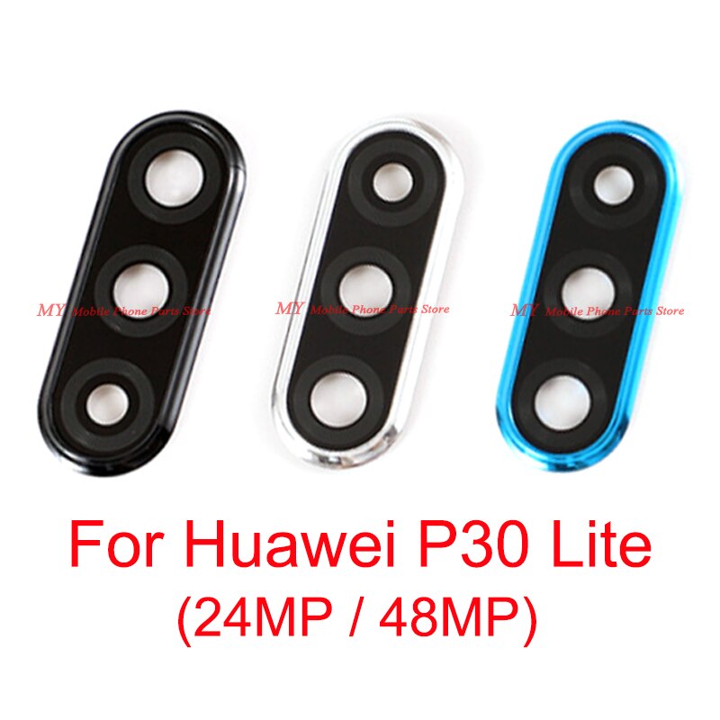 Pour Huawei P30 Lite P30lite / Nova 4E arrière caméra lentille verre boîtier couverture arrière avec support de cadre en métal 24MP/48MP pièces de réparation