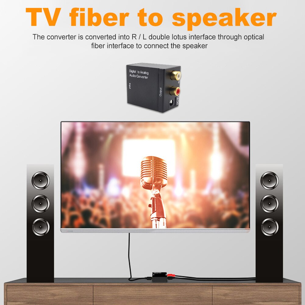 Optical Digital Stereo SPDIF Toslink Coaxial Signal to Analog Adapter Analog Converter Decoder Optical Cable USB-DC Power Cable