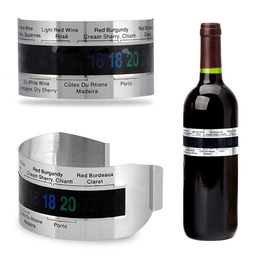 Wine Collar Thermometer Wine Bottle Snap Thermometer LCD Display Clip Champagne Bracelet Discoloration Thermometer Bar Tool