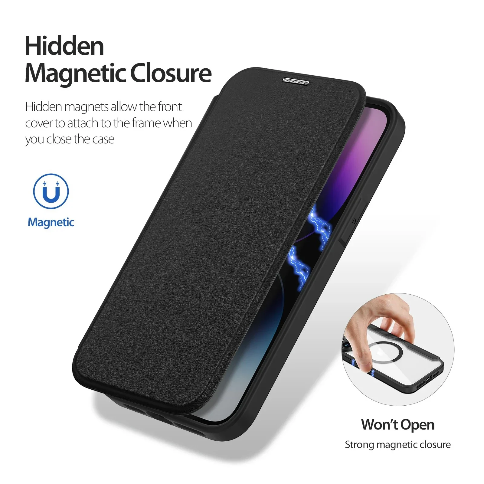 Leather Flip Transparent Phone Case for Iphone 15 14 13 5G Pro Max 15 14 Plus Magsafe Magnetic Charging with Card Holder Cover