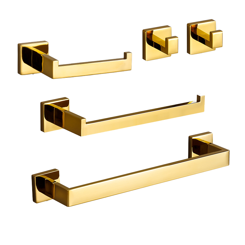 Gepolijste Gouden Badkamer Hardware Set Accessoires Haak Handdoek Bar Toiletpapier Houder Handdoek Ring Badhanddoek Houder Badkamer Set: Licht Geel