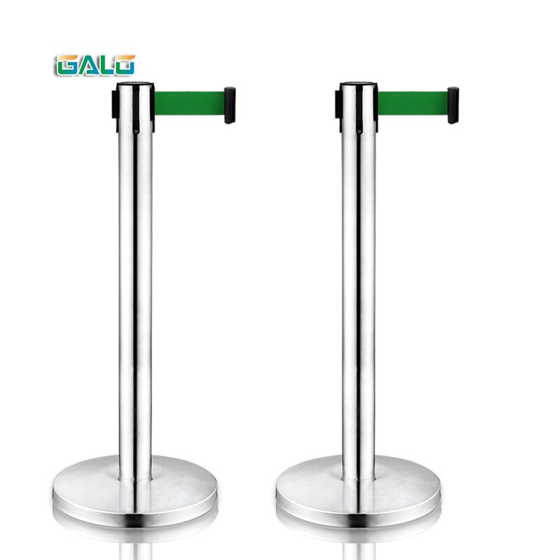 3meters Stainless Steel Warning Line Traffic queue barrier post Crowd Control Barrier 2pcs a Pair for: Green