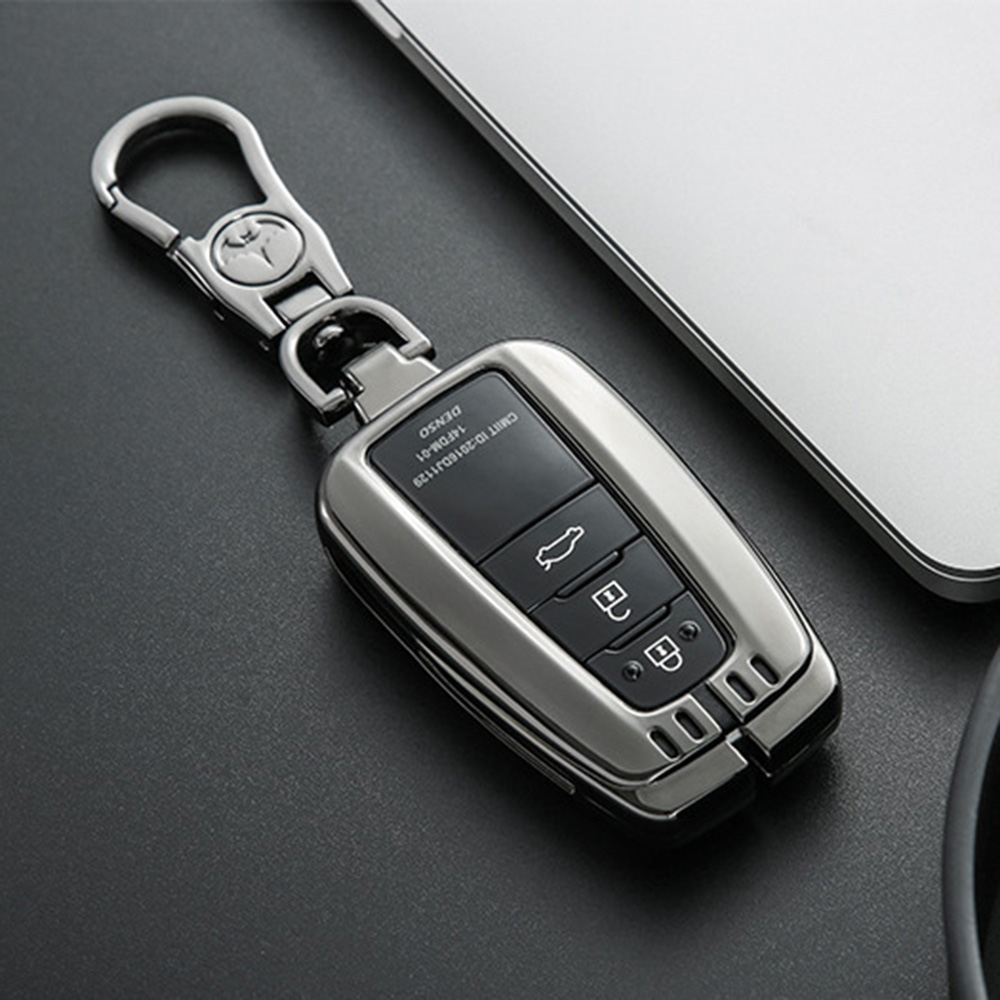For Toyota RAV4 Car Key Case Black Scratch-resistant Shell Smart Cover Chain