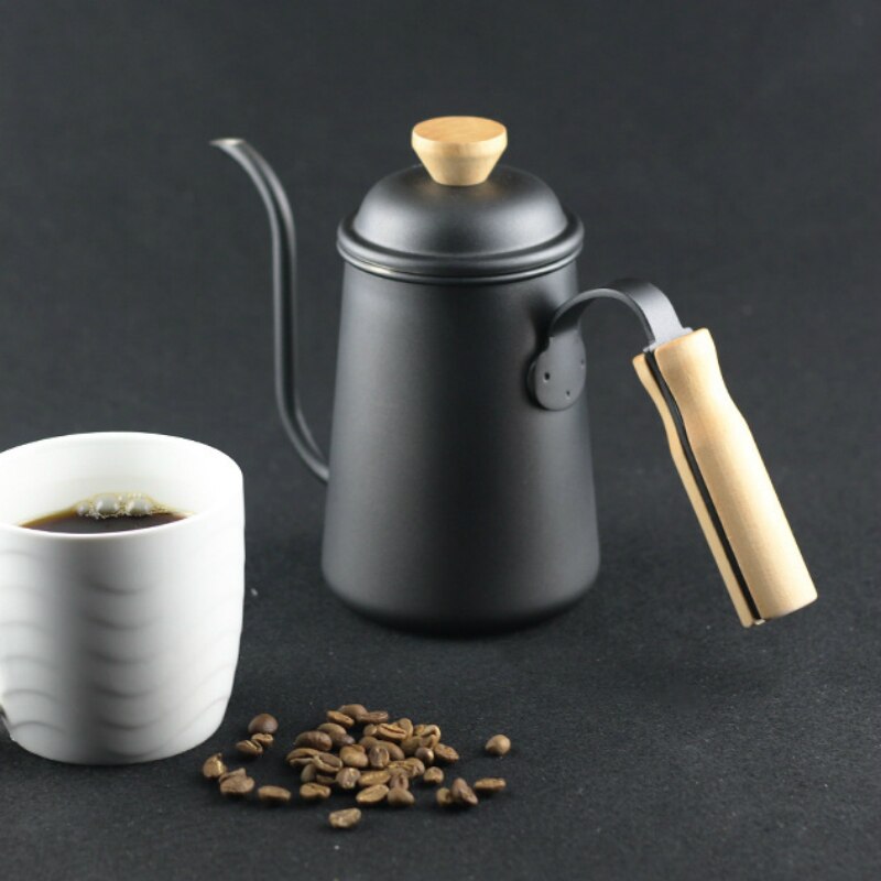 650ml Stainless Steel Gooseneck Drip Coffee Kettle Coffee Pot Long Spout Kettle Wood Handle Stovetop Espresso Pour Over Teapot