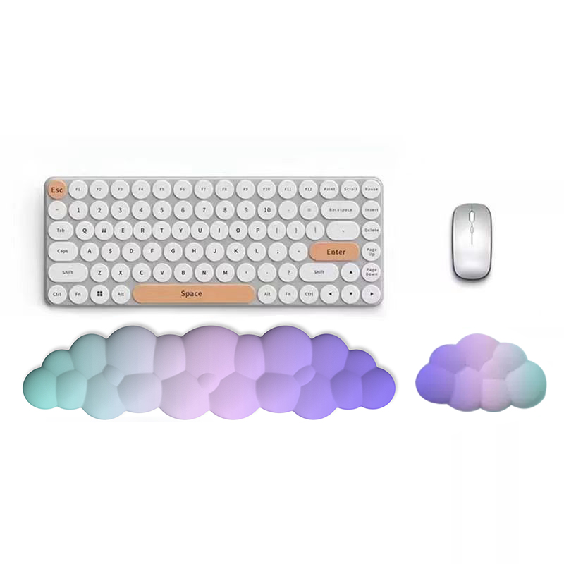 Alfombrilla para teclado para juegos con gradiente de nube, alfombrilla para muñeca, alfombrilla para muñeca, alfombrilla para ratón, memoria de espuma ergonómica Laika, soporte antideslizante para oficina: Plata