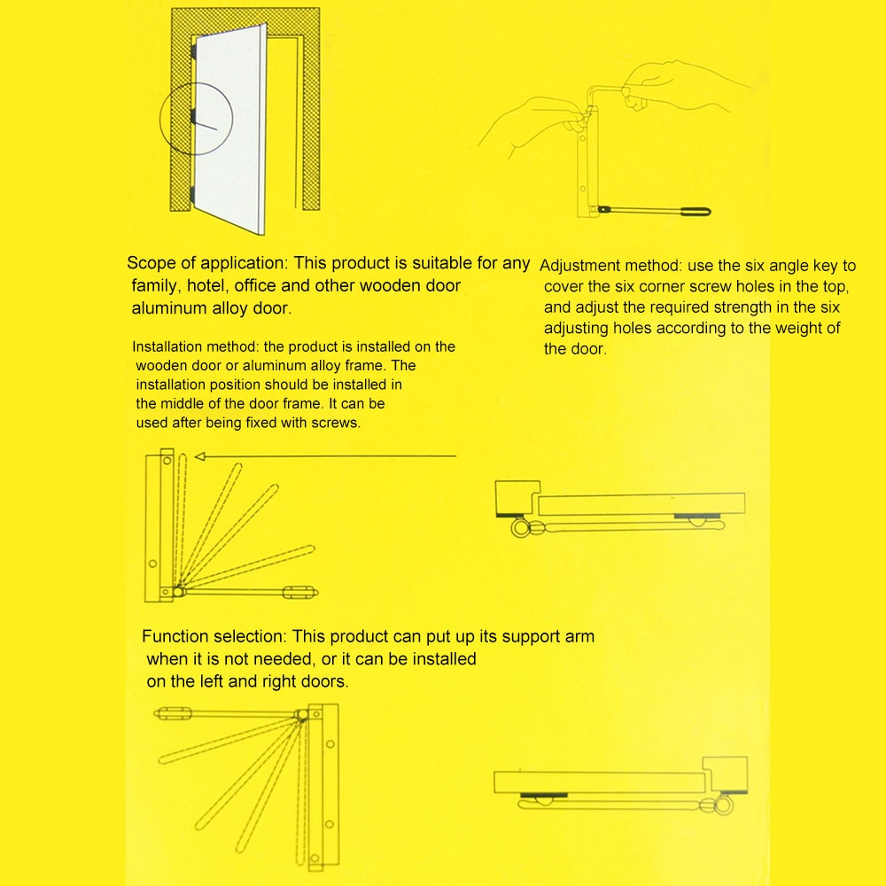 Automatic Door Closers Security System Adjustable Closing/Latching Speed For Left And Right Hand Doors
