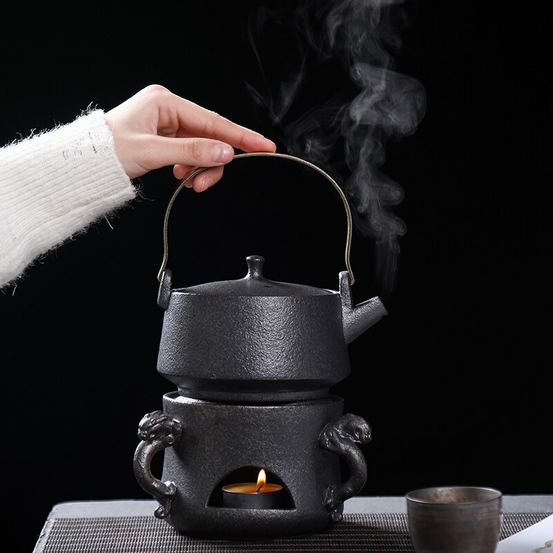 Zwart Aardewerk Japanse Water Ketel Fornuis Top Huishoudelijke Thermos Vintage Theepot Brouwen Wasserkocher Keukengerei AH50WK